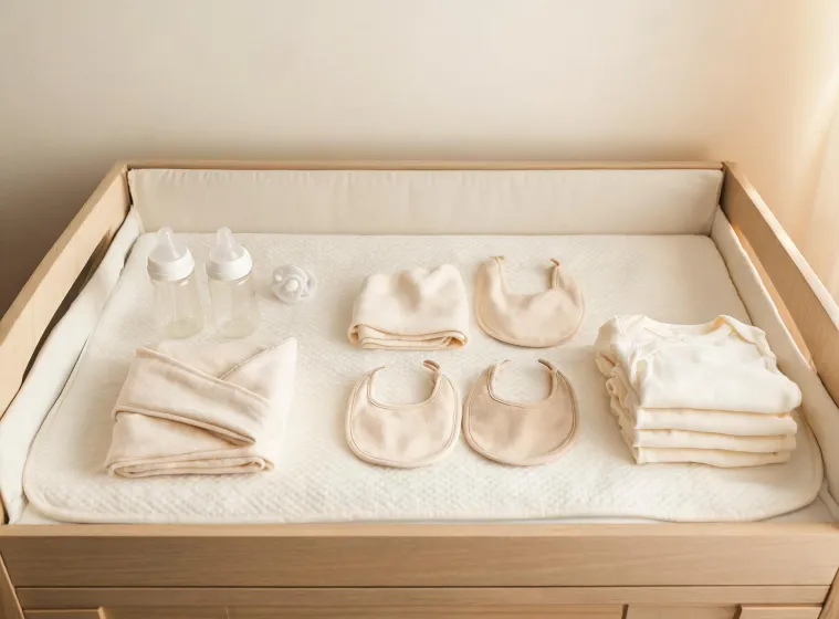 Newborn starter bundle arranged by feeding and textile routine